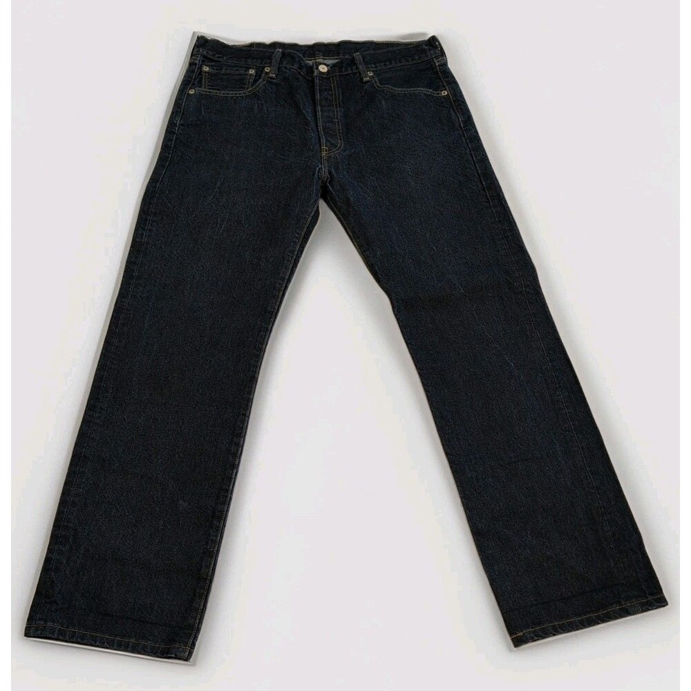 Levis 501 Original Fit Mens Jeans 36x32 Dark Blue Heavyweight